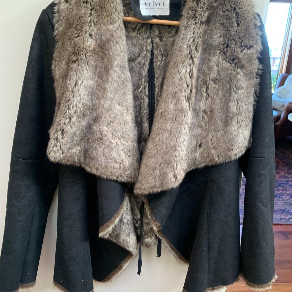 Velvet by Graham & Spencer Faux  Suede Drape Coat